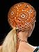 JellyBeadZ Brand Water Bead Hydrating, Cooling Doo Rag, Head Scarf Cap - ORANGE Bandana Pattern