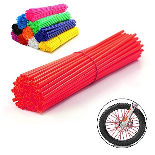 72Pcs Universal Spoke Skins Covers,Wheel Spoke Wraps Skins Pipe Trim Decoration Protector For Motorcycle Dirt Bike Yamaha Honda BMW Suzuki Kawasaki(red)