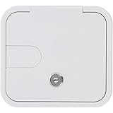 Dumble Low Profile Electric Cable Hatch RV Electric Cord – White RV Camper Electric Cord Cover, 6in x 6.5in Square