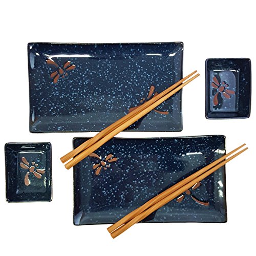 HSBH79/N, 6 Pc Japanese Sushi Plate Set Dragonfly Blue New eBay