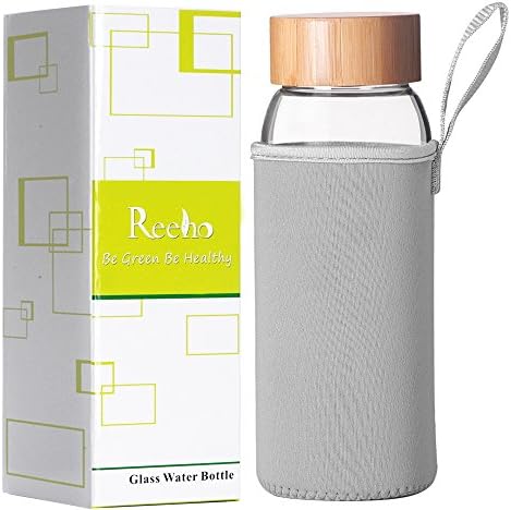 Reehoยฎ BPA-Free Borosilicate Glass Water Bottle With Portable Protective Neoprene Sleeve