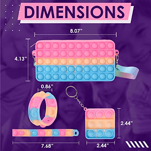 Interxa Push Pop It Fidget Toys Set, Pop it Purse with Strap, Pop it