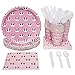 Pink Panda Party Bundle, Includes Plates, Napkins, Cups, and Cutlery (24 Guests,144 Pieces)