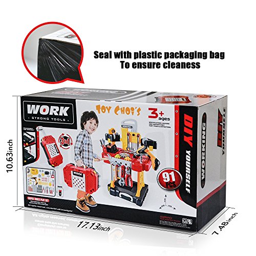 Toy Choi's kids workbench with Realistic Tools and Electric Drill - Thumbnail 4