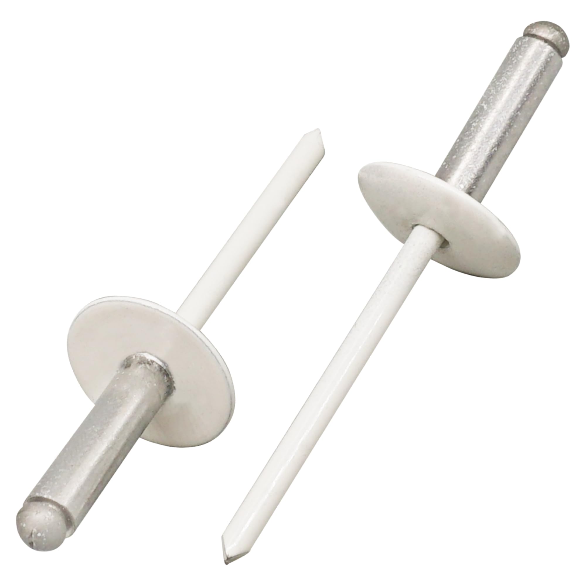 SKIR'CO (10 pcs) Large Flange Aluminium Blind Rivets 4.8 x 20 mm, Stainless Steel Mandrel, RAL 9010 Pure White