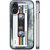 KIOMY 【Upgraded】【3D Version】 Case for iPhone 16, 3D Effect Silver with Cassette Tape Design, Music Classic Retro 80’s Type IMD Laser Shockproof Silicone Protective Phone Cover Cool