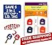 2-in-1 Key Cap and tag - Stretchy Material - One Size Fits Most Keys -Blank and Printed Labels - 4 Pack - Bold Colors