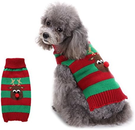 UPRetailer Pet Clothes Warm for Christmas Dog Cat Unisex Cartoon Reindeer Knitted Turtleneck Sweater XL Funny