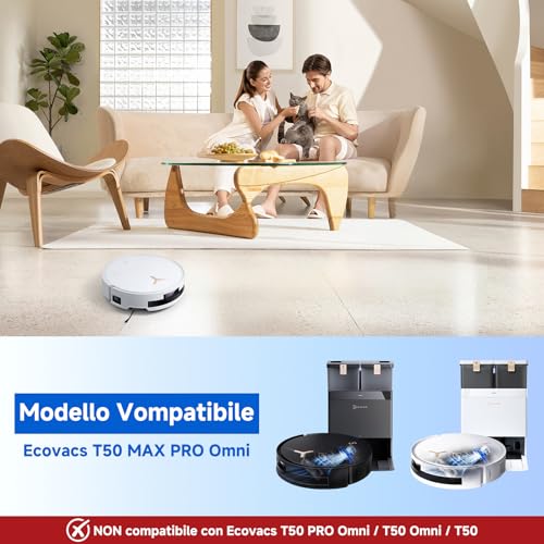 T50 Max Accessories for Ecovacs Deebot T50 Max Pro Omni/T50 Max Omni/T50 Max Pro Omni Gen2 (Not for Ecovacs T50 Pro),Replacement: 8 Cleaning Cloths, 6 Dust Bags,6 Side Brushes-Yivy 27