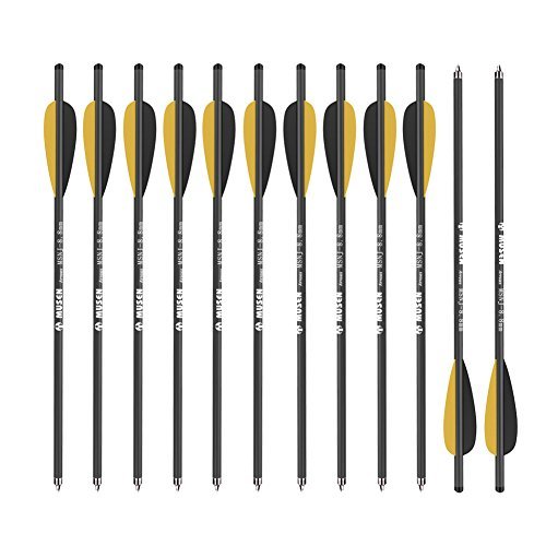 Musen 20 Inch Carbon Archery Crossbow Bolts, Crossbow Arrows with Removable Tips, Hunting and Target Practice Crossbow Bolts, 12 Pack Yellow