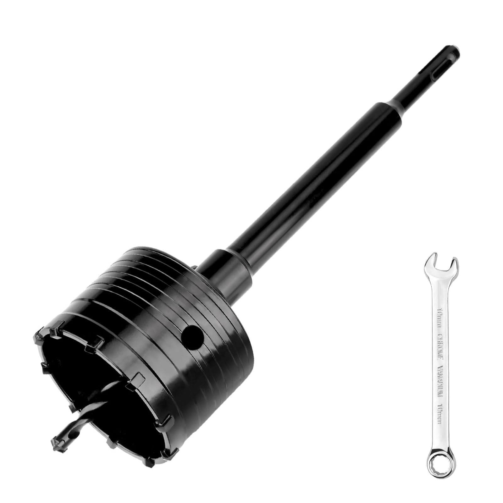 hsawbit 73mm Concrete Hole Cutter Core Drill Bit with 110mm SDS Plus Shank Connecting Rod, Masonry Hole Saw Tungsten Carbide Teeth for Concrete Cement Brick Wall Stone