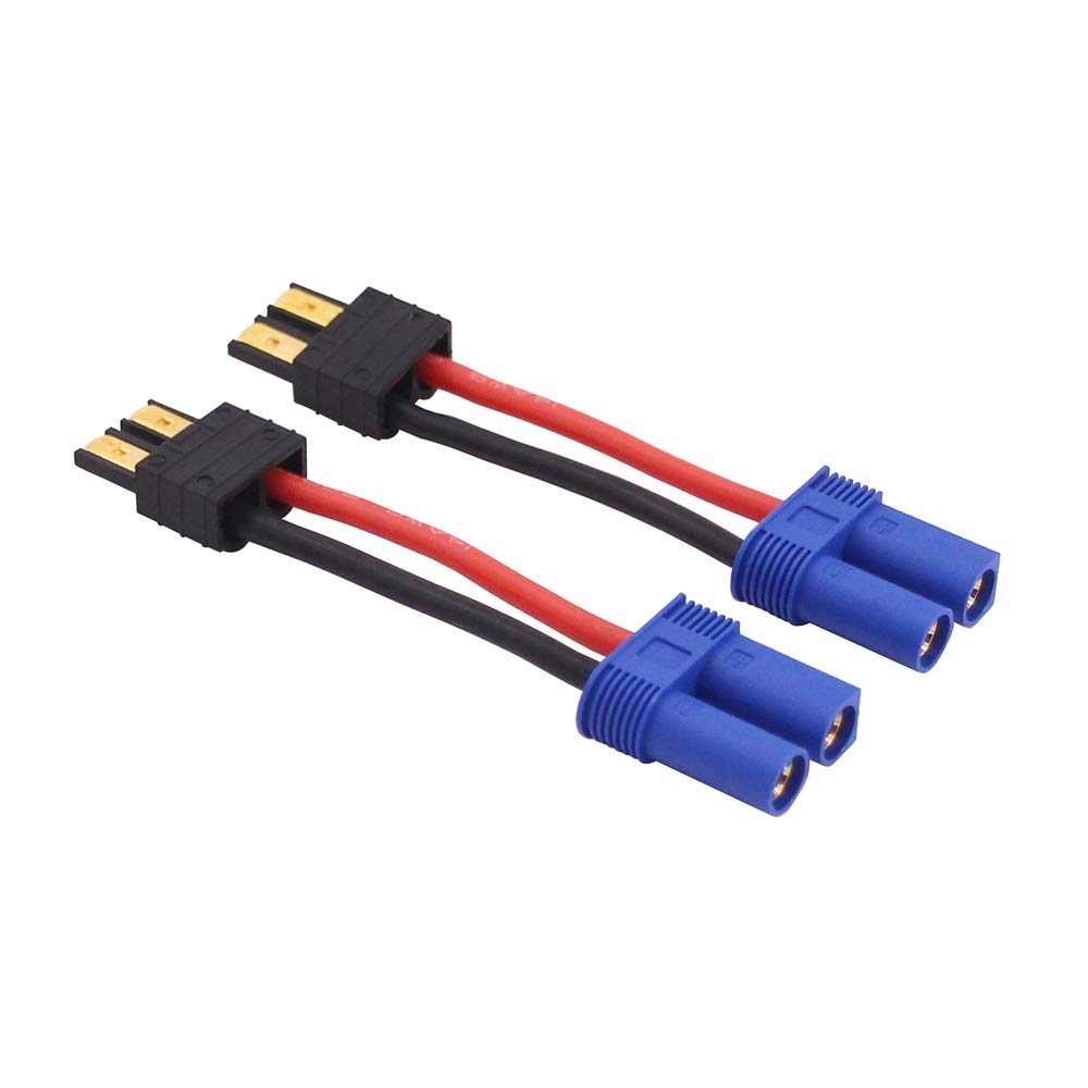 OliRC 2pcs Male TRX to Female EC5 Connector Adapter with 14awg 5cm Cable(C114-2)