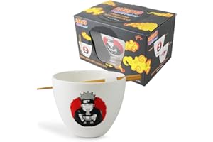 JUST FUNKY Naruto Ramen Bowl with Wooden Chopstick featuring Naruto Eating Ramen | 16 oz Naruto Gift Set | Kitchen Deco | Anime Bowl | Collective | Official Licensed