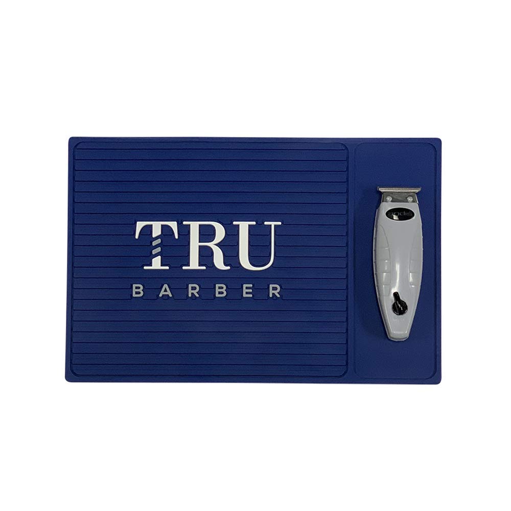TRU BARBER ORGANIZER MAT 14”X 9” (BLUE) Flexible PVC Station Mat, Professional Mat, Salon and Barbershop work Station pads, Beauty salon tools hairstylist, Counter mat for clippers, Anti slip: Beauty