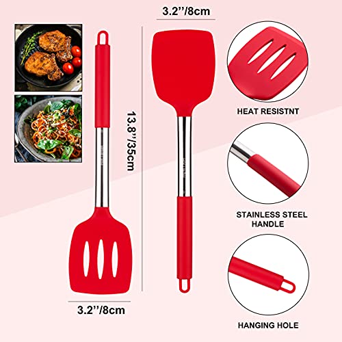 Set of 2 Silicone Turners Spatula Flexible Silicone Spatulas for