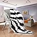 NTBAY Minimalism Series Throw Blankets Double-Layered Flannel Plush Velvety Super Soft Cozy Warm with Black and White Printed Pattern(70