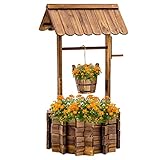 Amopatio Wishing Well Planters for Outdoor, Wooden