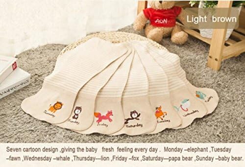 2x7- Pack Gift Bag Set use of One Week - Every day Freshness Feel - Unique Best Baby Bib + Burp Cloths made from 100% GOTS Organic Cotton - (Brown Stripes)
