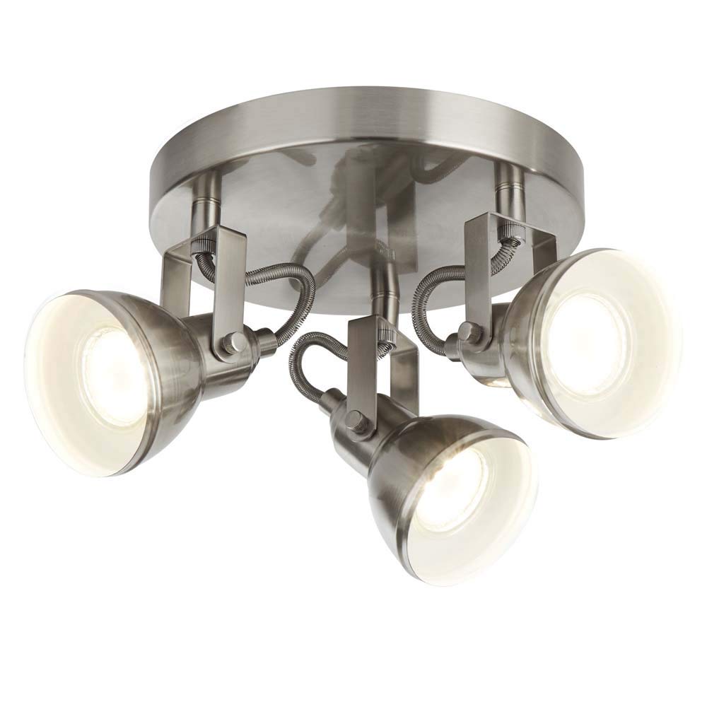Searchlight 1543SS Focus 3 Light Ceiling Plate Spotlight Satin Silver