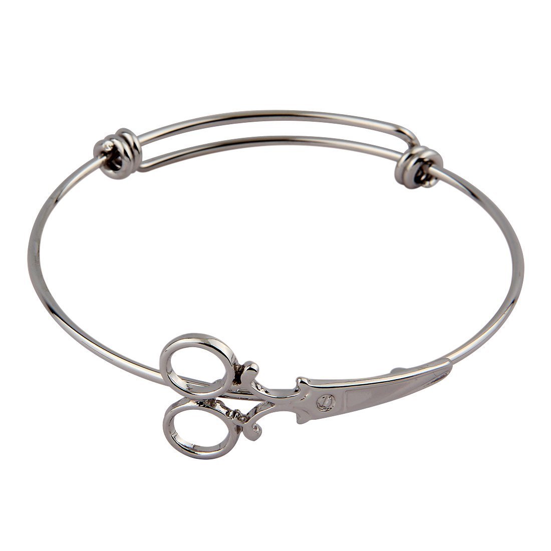 Zuo Bao Steampunk Shears Scissor Bangle Bracelet for Hairdresser (Silver)