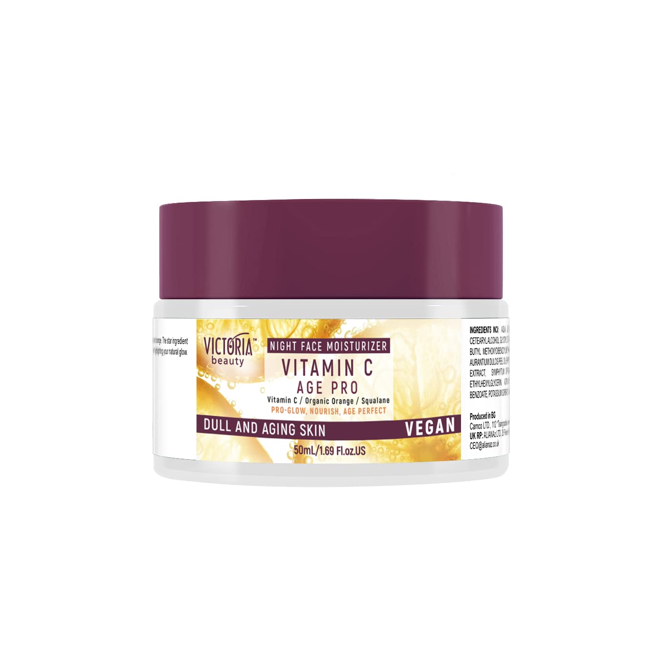 Victoria Beauty Age Pro Night Face Moisturiser with Vitamin C, Squalane, Orange, and Pineapple, 50ml