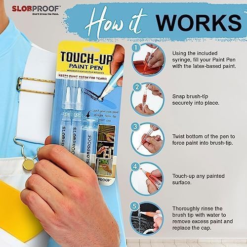 Slobproof Refillable Paint Brush Pens 2 in 1 Pack. Convenient TouchUp with Easy To Use Syringes