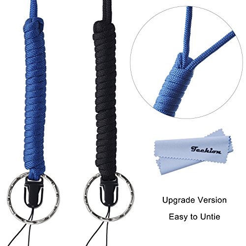 Techion 2 Pack [25 Inches] Strong Paracord Survival Lanyard Necklace with Split Ring & Clip for Keys & ID Holders[Quick Release/Easy Disassemble]