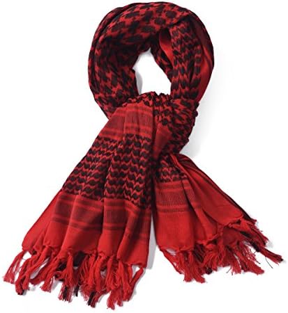 Outdoor Cotton Multifunctional Scarf Tactical Camouflage Warm Square Stripes Unisex Scarf Red
