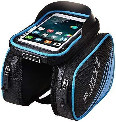 fjqxz Bike Bag Bicycle Mobile Cell Phone Bag Case Top Tube Bag Handlebar Saddle Bag with Touch Screen Phone Case Blue