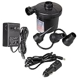 iPstyle Electric Air Pump for Inflatables, Portable Quick-Fill Air Mattress Pump with 3 Nozzles, Perfect Inflator/Deflator Pumps 110V AC/12V DC for Air Mattress Beds, Boats, Swimming Ring (Home Car)