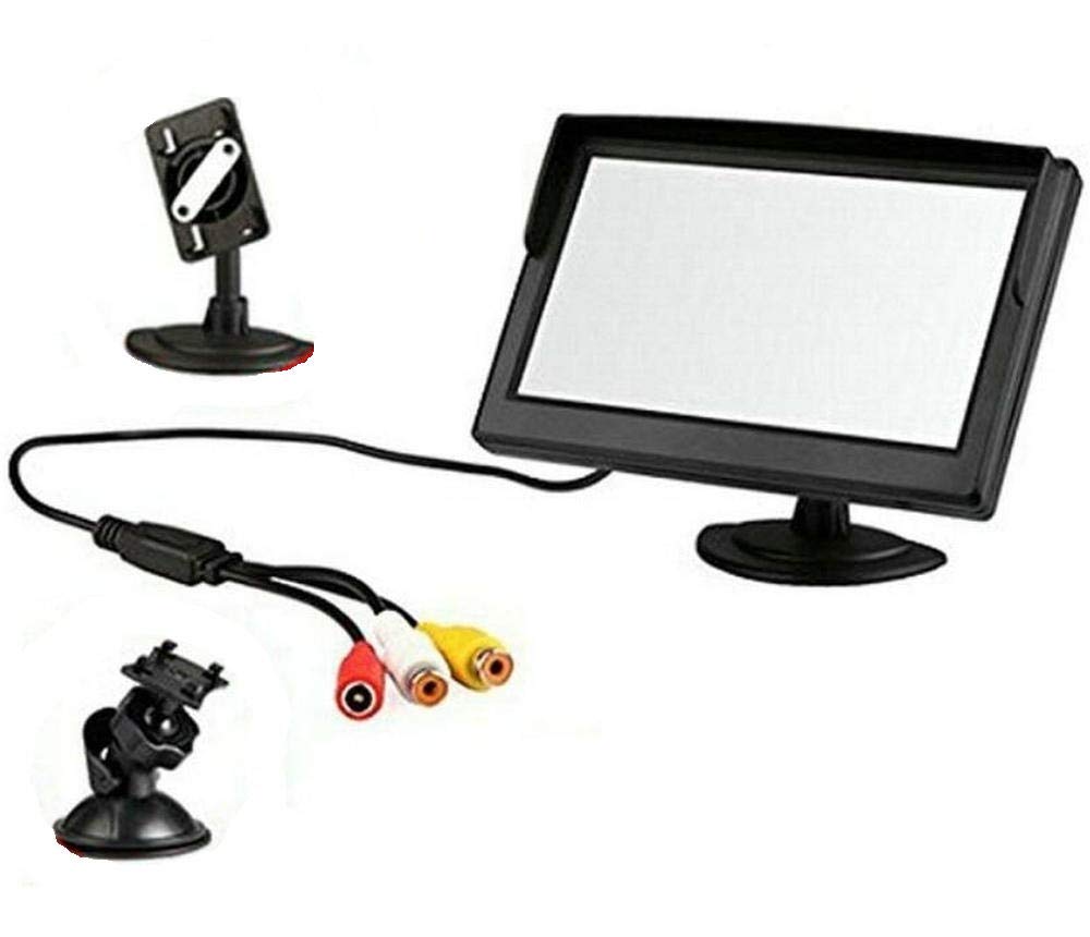 BW 5 Inch TFT-LCD Security Digital Car Monitor Car View Monitor with Two Brackets and Two Video Input, High -resolution Picture & Full Color LCD Backlight Display For Car Rear View Cameras/Car DVD/VCD/GPS/other Video Equipment