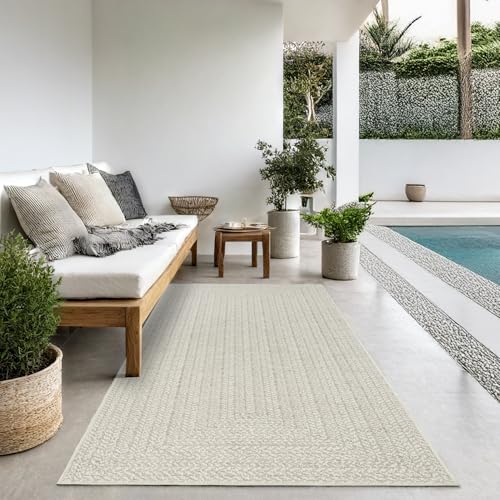 The Carpet Kansas - Stilvoller Teppich Im Jute-Look, Ideal Für Wohnzimmer, Esszimmer &Amp; Flur, Pflegeleicht Und Wetterbeständig Für Indoor &Amp; Outdoor, Creme, Ca. 60 X 180 Cm