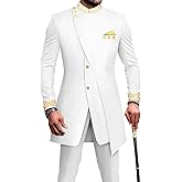 African Suits for Men Slim Fit Embroidery Blazer and Pants Set Business Dress Suit Party Wedding Evening