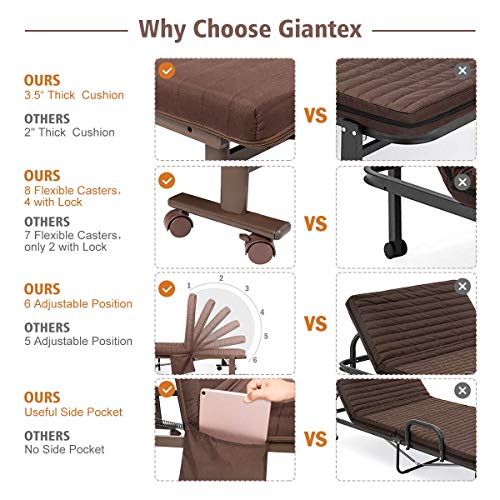 Giantex Folding Rollaway Bed with Mattress for Adult, Portable Guest