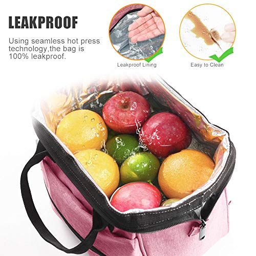 Srise Lunch Box Insulated Lunch Bag For Men & Women Meal Prep Lunch Tote Boxes (Red pink)