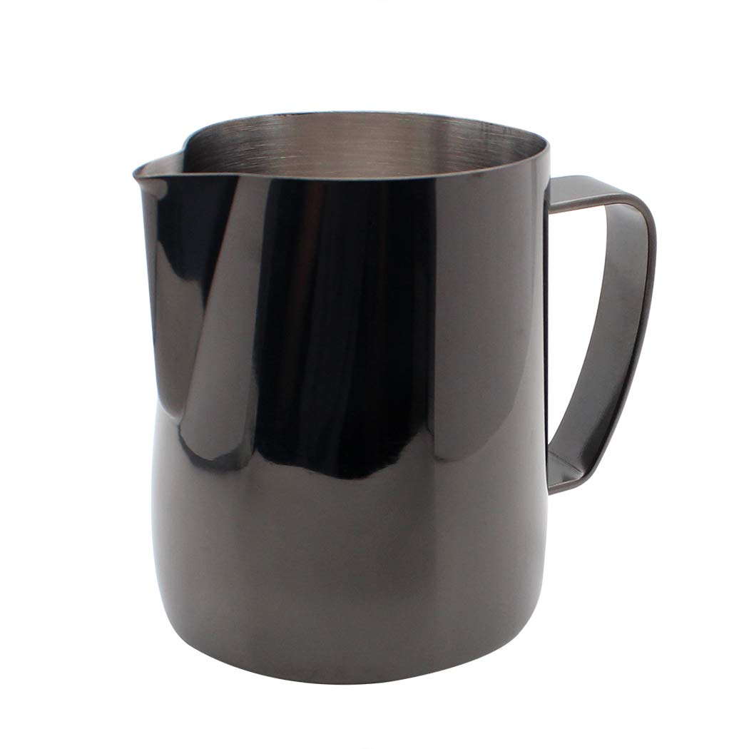 Dianoo Stainless Steel Milk Frothing Pitcher Plated with Titanium Creamer Latte Art Cup Coffee Latte Cappuccino Black 350ml