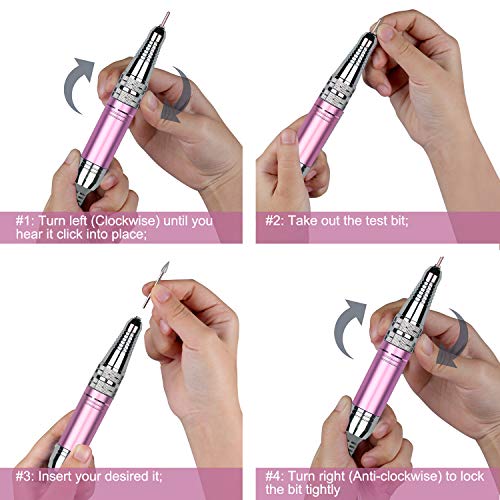 Nail Drill for Acrylic Nails 30000rpm - Ejiubas Electric Nail Drill Professional Nail Drill Machine Rechargeable Electric Efile for Gel Nails Manicure Pedicure Polishing Cuticle Salon or Home Use