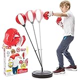 Whoobli Punching Bag For Kids Incl Boxing Gloves | 3-8 Years Old Adjustable Kids Punching Bag With Stand | Boxing Bag Set Toy For Boys & Girls