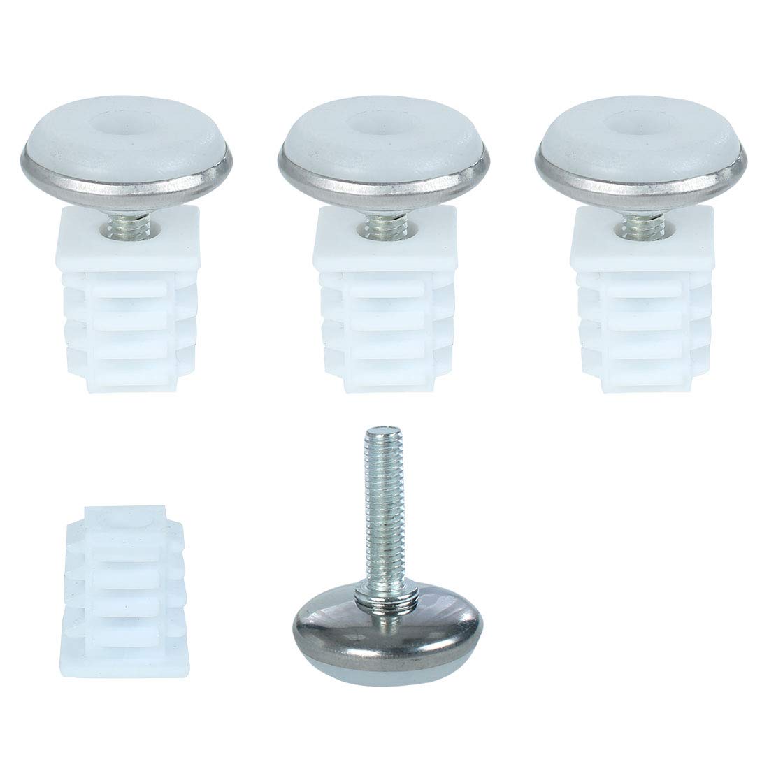 Sourcingmap Leveling Feet 19 x 19mm Square Tube Inserts Kit Furniture Glide Adjustable Leveler for Chair Desk Leg 4 Sets