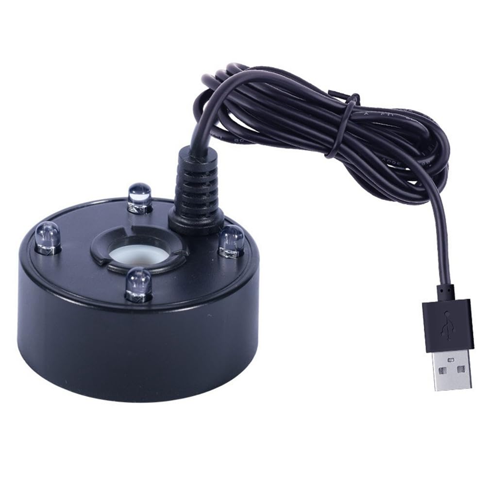 Tskcvy Mist Maker, USB Port 4 Color LED Lights Mini Mister Fog Machine, Indoor Fountain Garden Pond Water Fogger Atomizer Black