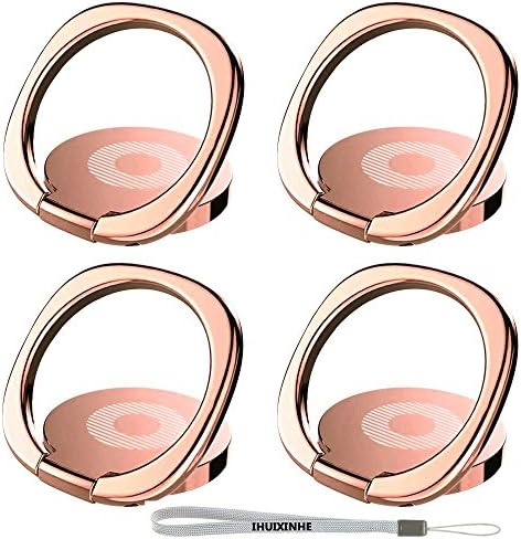 IHUIXINHE Phone Ring, 4PCS 360° Rotation Universal Cell Phone Finger Ring Grip Stand Ultra-thin Swivel Ring Buckle Phone Grip Kickstand for Universal Smartphone iPhone X 8 7 plus Galaxy S9 (Rose Gold)