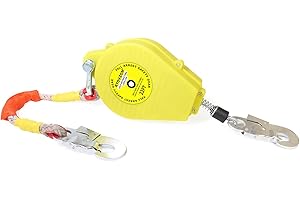 23FT RTOVZON Self Retracting Lifeline, Fall Arrest Fall Protection Dual Alloy Steel Hook Steel Wire Rope Heavy Duty Retractable Lanyard, Roofing Lifeline, SRL, Safety Lanyard