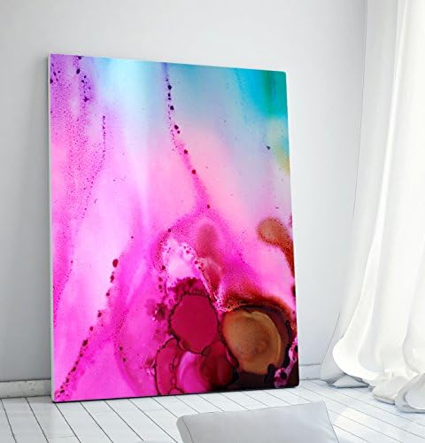 Hot Pink Abstract Fine Art Print Watercolor Poured Fluid Ink Home Decor
