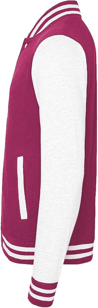 Awdis Unisex Varsity Jacket (S) (Fire Red / White) at  Men’s Clothing store
