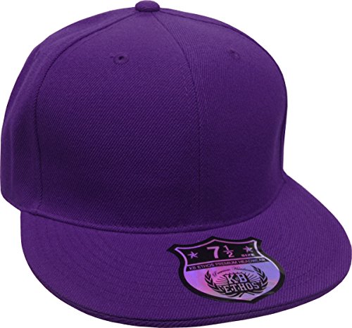KNW-2364 PUR (8) The Real Original Fitted Flat-Bill Hats by KBETHOS True-Fit, 9 Sizes & 20 Colors