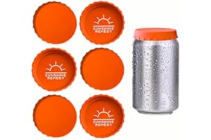 SUNSHINE REMEDY Reusable Silicone Soda Can Lids (6 pack) – Drink Can Covers for Outdoor, Travel & Everyday Use