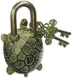 Antique Style Tortoise Type Padlock - Lock with Key - Brass Made - Black - Padlock
