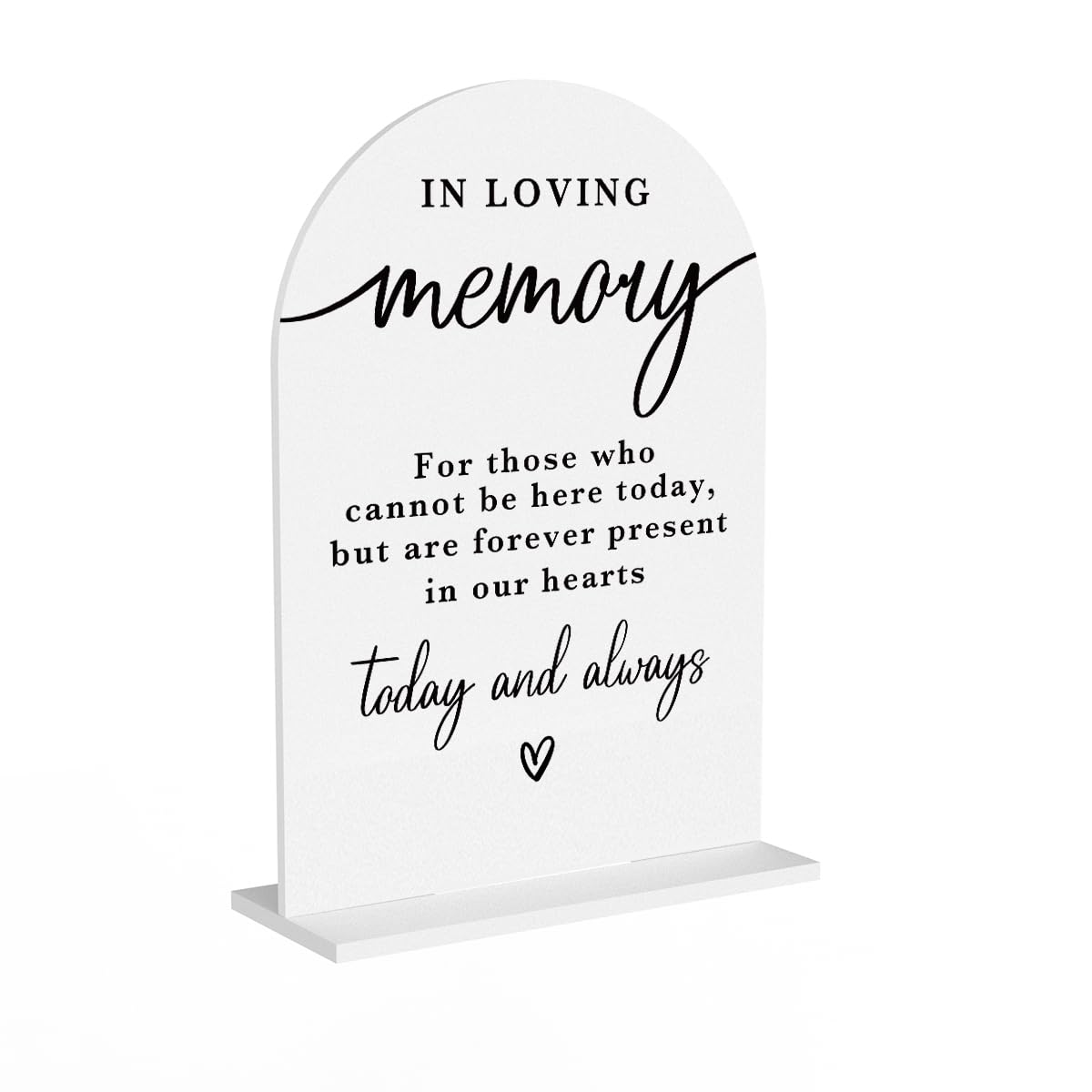 Photo 1 of In Loving Memory Acrylic Wedding Sign Memory Table Sign for Wedding Wedding Signs for Ceremony Modern Calligraphy Arch Acrylic Table Top Sign for Wedding Reception and Event Party Table(white)