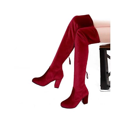 amazon red thigh high boots