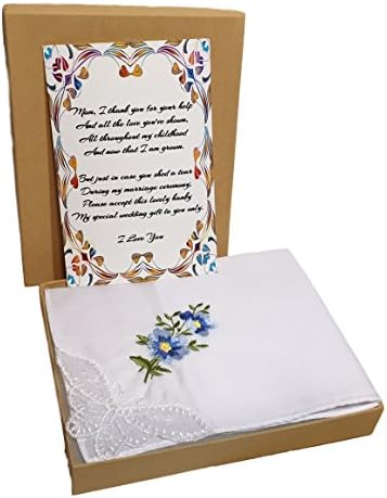 Mother of Bride or Groom Wedding Handkerchief Embroidered Hanky Gift Set